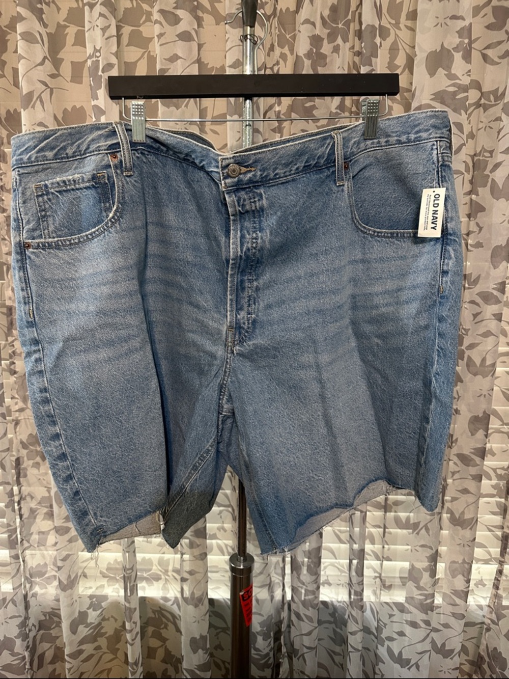 Old Navy Washed Blue Denim Cut-Off Shorts Button fly